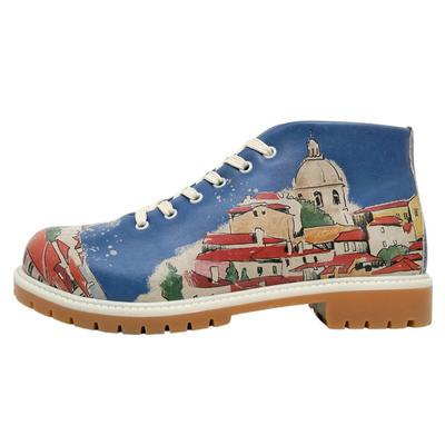 Stiefel DOGO "Shortcut Boots On The Roofs Damen Stiefeletten", Damen, Gr. 36, Normalschaft, blau, Lederimitat, Schuhe Stiefel, Handgefertigt