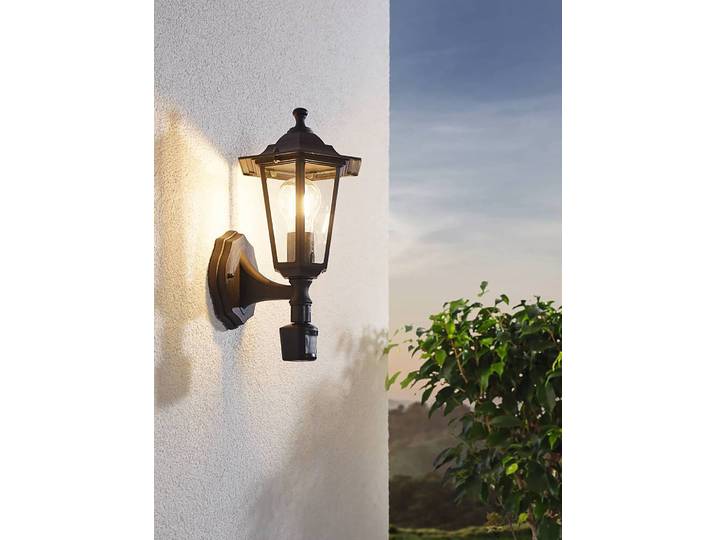 Applique murale Laterna avec capteur 17 x 36 x 22cm Noir/Noir