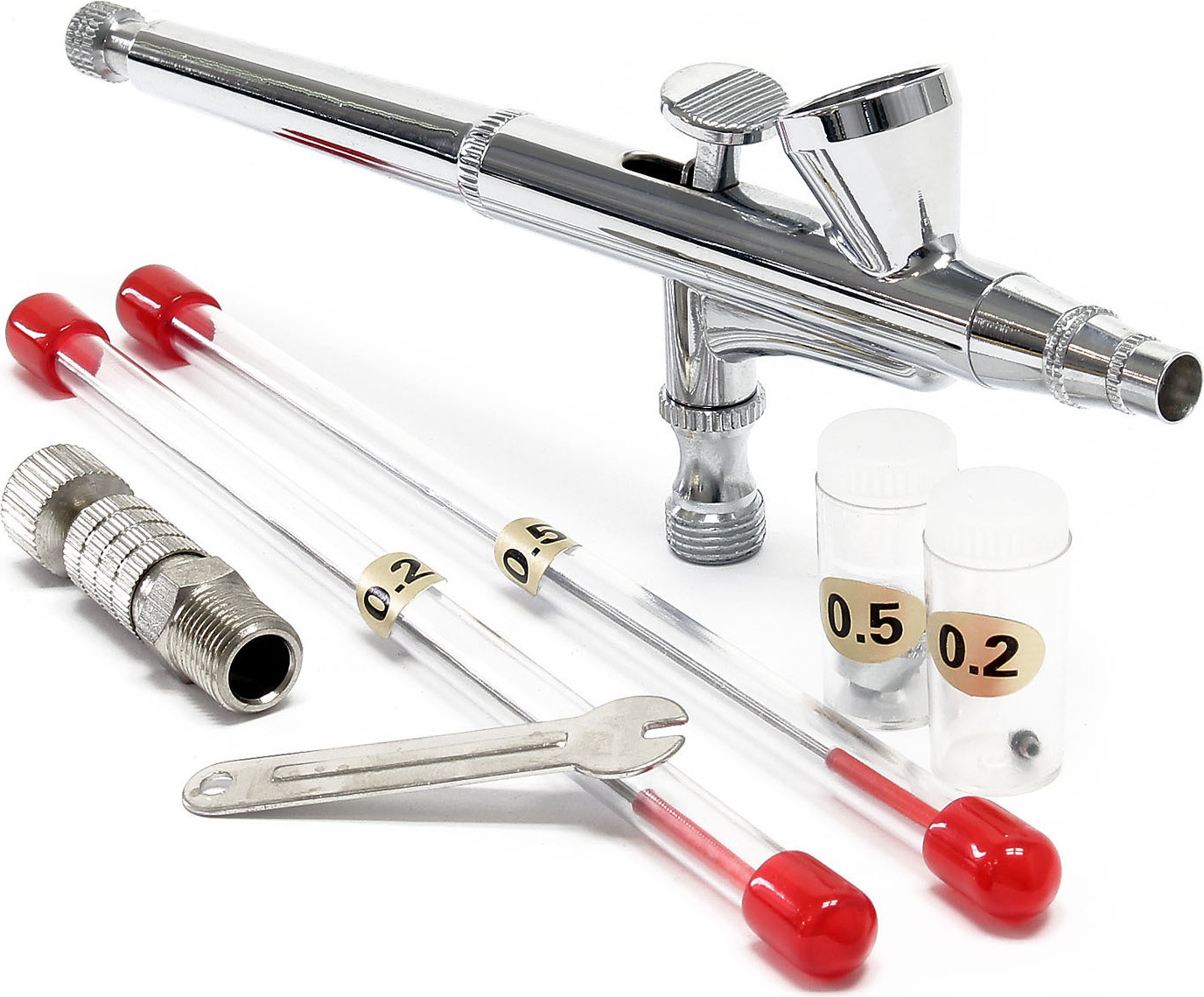 Wiltec Airbrush-pistool Type 136T met dubbele actie en spuitmond Ø 0,2-0,5 mm