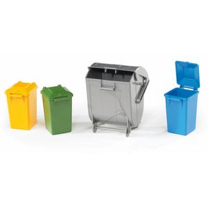 bruder Spielset 02607, ab 3 Jahre, Zubehör: Mülltonnen-Set, 4 Teile