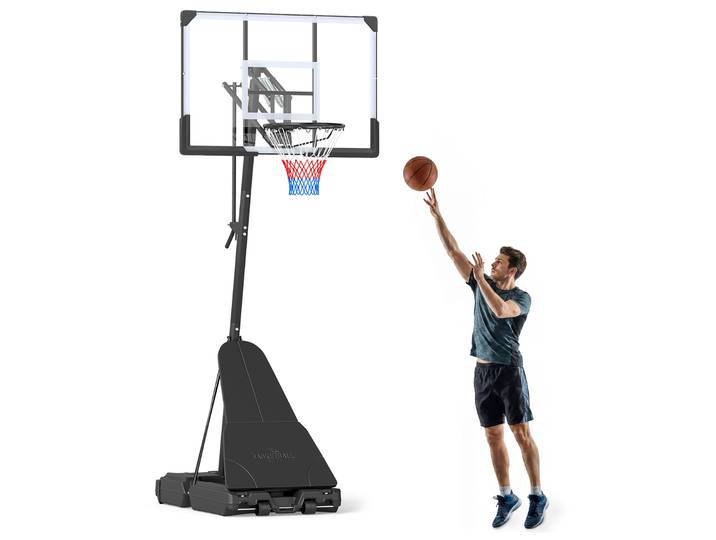 Basketbalring met Standaard 245-305 cm in Hoogte Verstelbare Basketbalinstallatie met Balterugloop PC-achterwand en Vulbare Voet