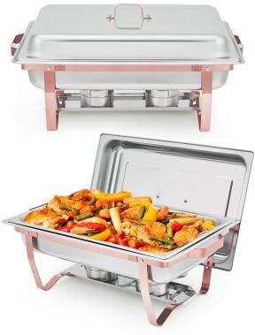 Garvee 8QT Buffet Servers and Warmers Set with Lid & Foldable Frame