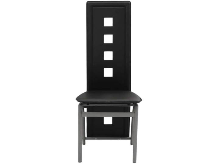 NLQMSU Essstühle, 6 Stück, Schwarz, Kunstleder Hohe Rückenlehne, massiver Stahlrahmen, leicht zu reinigender Kunstledersitz, max. 110 kg pro Sitz