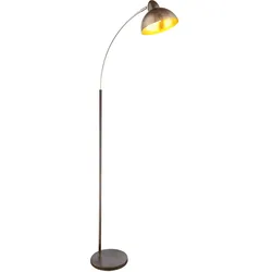 LED Bogenlampe Stehleuchte Leselampe gebogen blattgold Wohnzimmer Beleuchtung, Metall rostfarben, verstellbar, 1x E27 LED warmweiß, BxH 25x55 cm
