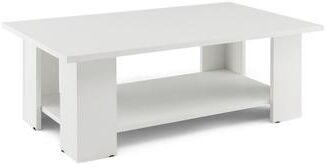 Costway Large 36 Inch 2-Tier Wooden Modern Coffee Table with Storage Shelf-White
