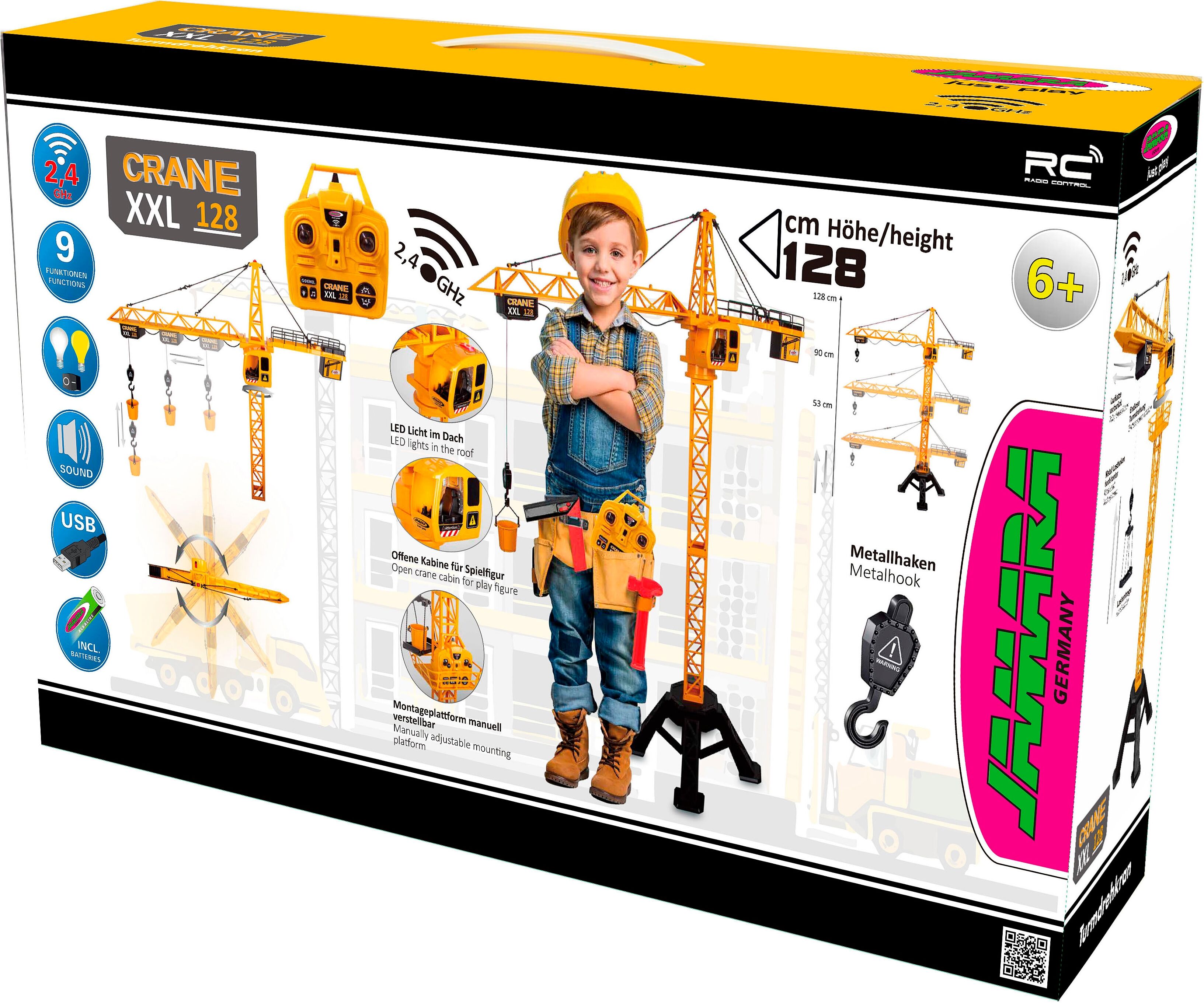 RC-Kran JAMARA "Turmdrehkran Crane XXL 128 2,4GHz", gelb, Fernlenkfahrzeuge, KinderB:43cm H:128cm T:70cm, RC-Kran, mit LED Licht, B:43cm H:128cm T:70cm