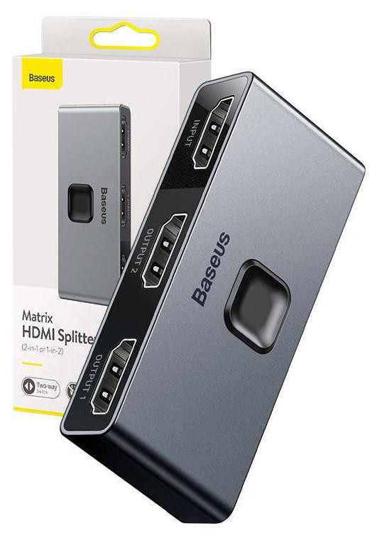 Baseus Tweeweg HDMI-splitter - 2x HDMI 4K / 30 Hz Grijs