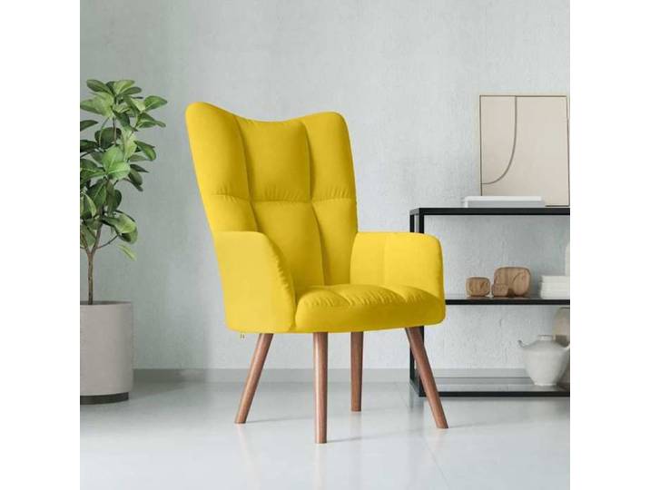 Elegant Fauteuil Salon Chaise de relaxation Jaune Chaise de relaxation Jaune moutarde Velours ABHT 2452849