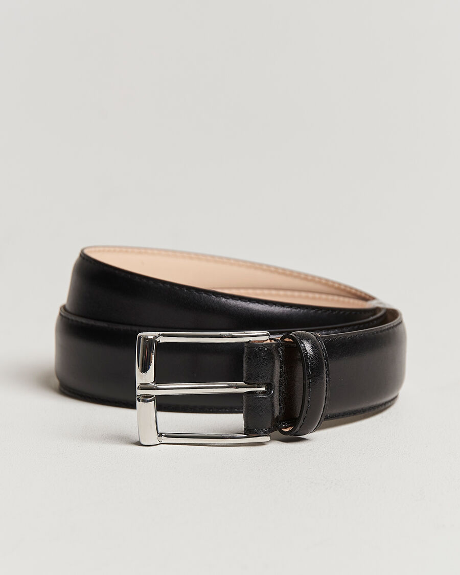 Crockett & Jones Belt 3,2 cm Black Calf men W34-85cm Sort