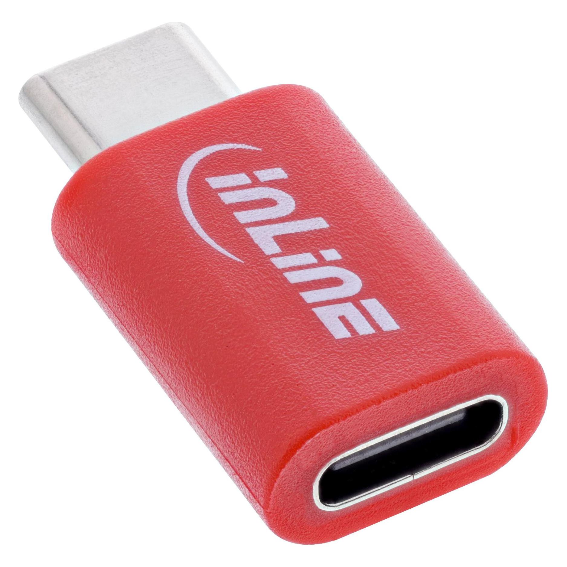 InLine USB-Datenblocker, Adapter USB-C Stecker an USB-C Buchse, bis 240 W PD (USB-C, USB-C) (31650)