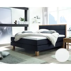 Hasena Boxspringbett Pronto Cottage 140x200 cm / Pepe grey / Eiche massiv bianco