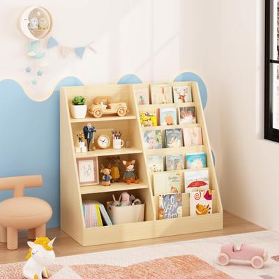 Kodotan sofa Kids Bookshelf and Toy Storage Organizer, Multifunctional 4 Tier Wooden Kids Book Shelf with Bookcase Display Stand