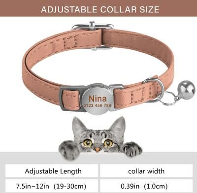 Uplifted Finds Personalized Safety Breakaway Leather Cat Collar pink
