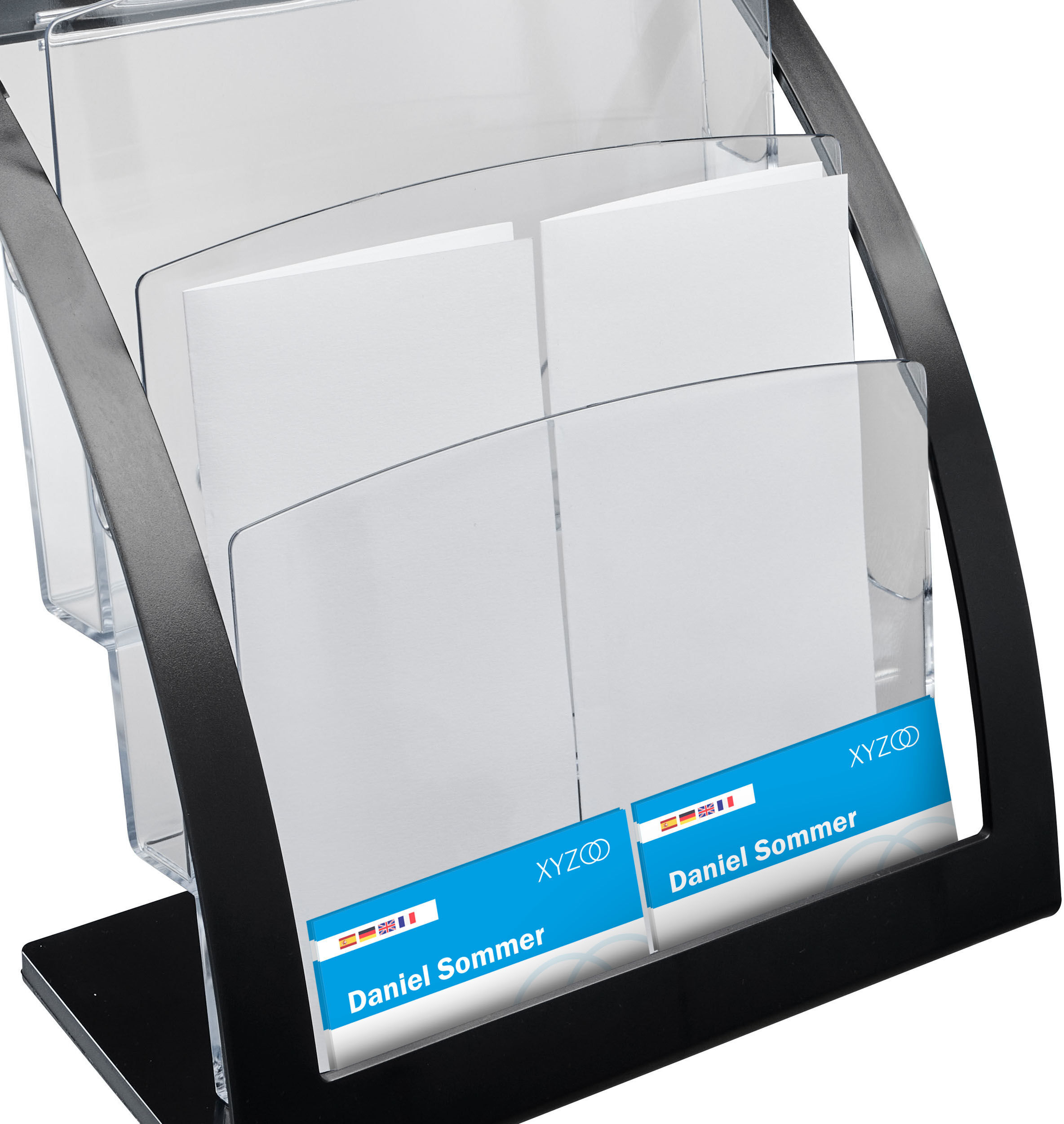 SPRINTIS Porte-brochure, polystyrène/ ABS, transparent PTXB 3 x noir   A4, PS, Plastique ABS