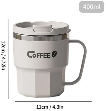 Inspire Select 304 Stainless Steel Double Wall Insulated Coffee Mug Leakproof Thermal Drink Cup 13.5 Fl Oz white Style B 13.5 Fl Oz