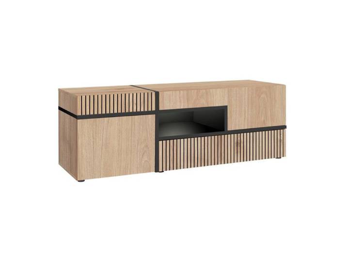Meuble TV - Asm - Meuble TV en croix - Éclairage LED - 2 portes - 1 tiroir