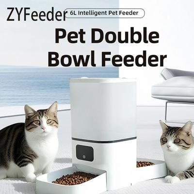 Uplift Essentials 6L Tuya Smart WiFi Double Bowl Automatic Pet Feeder 6L Tuya Smart WiFi Double Bowl Automatic Pet Feeder