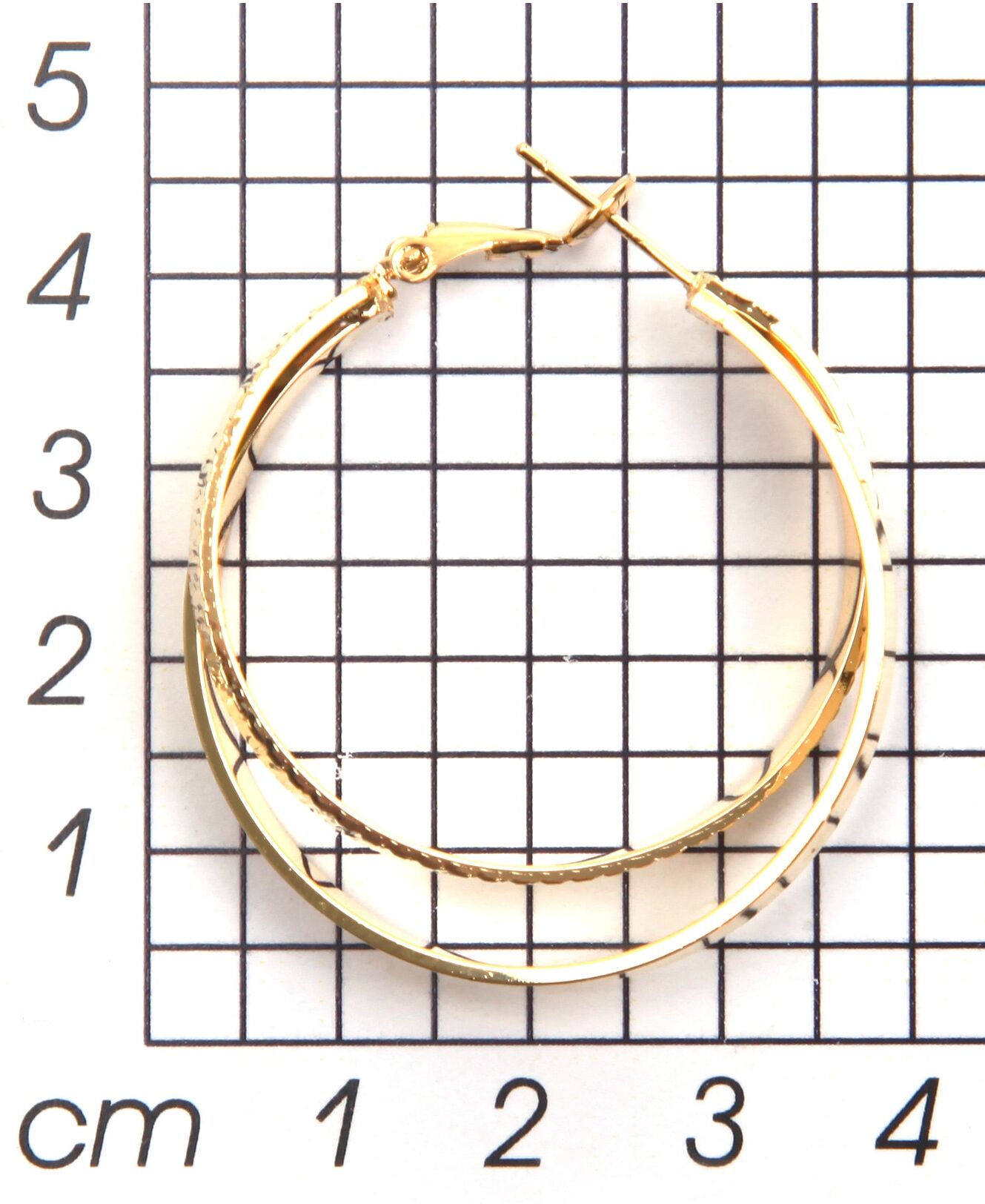Paar Creolen FIRETTI "Ohrschmuck 2-reihig", gold (gelbgoldfarben), Ohrringe, Damen, 35mm, Metall, Paar Creolen gelbgoldfarben 35mm, Metall