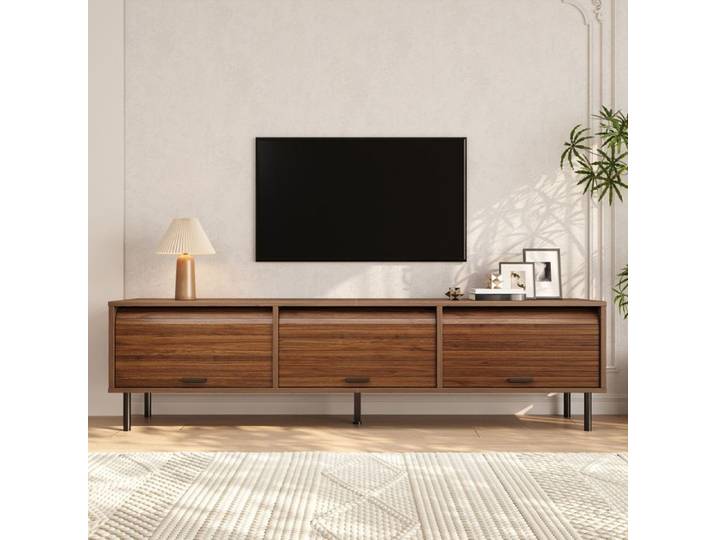 Meuble bas TV-180x40x55cm-Bois foncé-avec 2 portes-pour salon