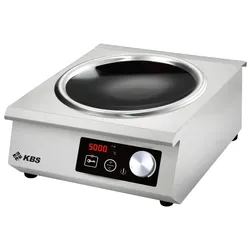 KBS Gastrotechnik Profi-Induktionswok Edelstahlgehäuse 5 kW Schott-Glaskeramik ® Glaskeramik-Kochfläche