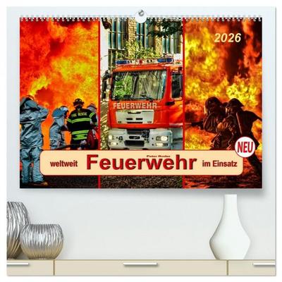 Feuerwehr - weltweit im Einsatz (hochwertiger Premium Wandkalender 2026 DIN A2 quer), Kunstdruck in Hochglanz