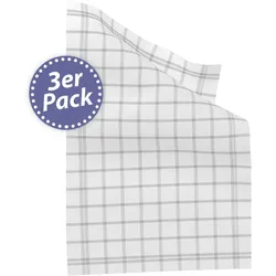 Kracht 3er Pack Halbleinen Geschirrtücher Scandic Karo anthrazit 50x70 cm - grau