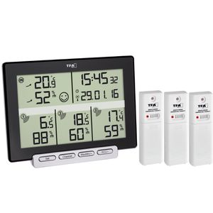 TFA Thermo-Hygrometer 30.3057.01, Multi Sens, digital, von -40 bis 60°C, mit 3 Außensensoren, innen/außen