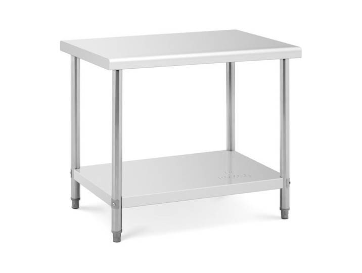 Table de travail Plan de travail Inox Capacité de charge par étagères 25kg 100x70x85cm Pieds ajustables Royal Catering RCAT-100/70