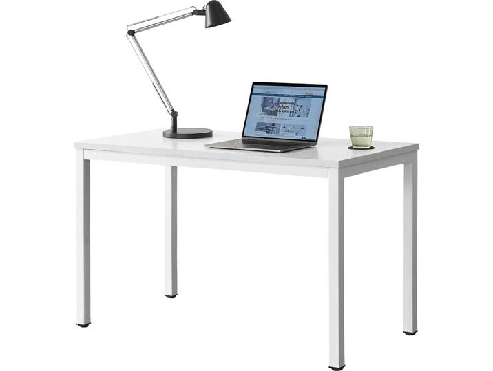 [en.casa] Bureau Odense Blanc Réglable en hauteur Table de bureau 75x120x60cm Table d'ordinateur Table de travail PC