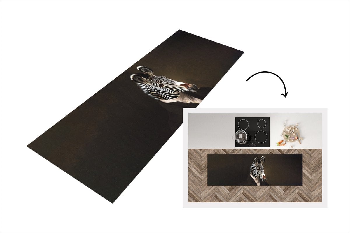 Keukenloper Vinyl met Zebra Oude Meesters Schilderij Motief - 150 x 50 cm