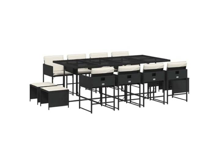 PUGYNBK Esszimmer-Set für den Garten, 13-teilig, synthetisches Rattan, Schwarz