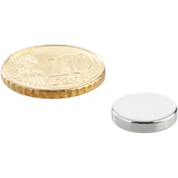 100 Scheibenmagnete Neodym 12 mm x 2,5 mm | N35, axial (parallel zur Höhe), silber