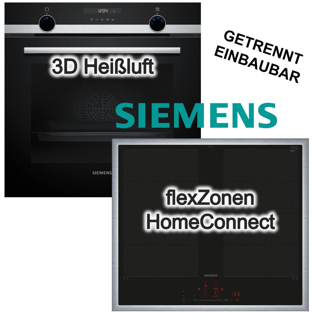 Herdset Siemens Backofen 3DHeißluft Hydrolyse Pizzafunktion+ Induktionkochfeld Flexzonen PowerBoost HomeConnect