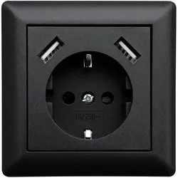 LEDmaxx, Steckdose, 2xUSB Schutzkontaktsteckdose 20 mA