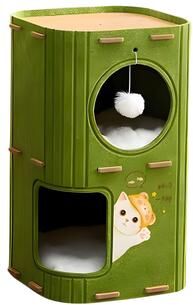 Fusion Finds Multi Level Cat Tree With Cat Condo & Cat Scratching Post For Indoor Cats 1 green