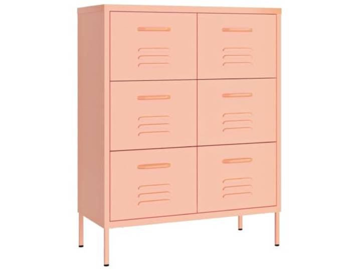 MNCVXAXG Kommode Rosa 80 x 35 x 101,5 cm aus Stahl mit 6 Schubladen Kugelführungen mit 3 Abschnitten, ausziehbare Schubladen, Nivellierer, Tragkraft 20 kg pro Schublade, Wandbefestigung