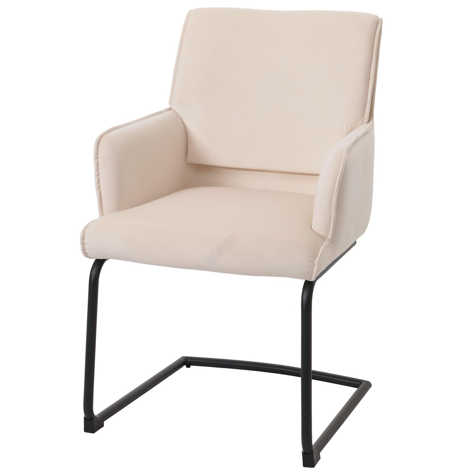 Freischwinger MCW-N60, Esszimmerstuhl Küchenstuhl Stuhl, Stoff/Textil ~ creme-beige