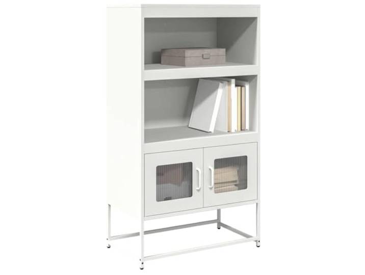 RJPLMFV Anrichte mit Aufbewahrung, weiß, 123 cm, Stahl Flügeltür, Wandbefestigung inklusive, Aufbewahrung für Esszimmer