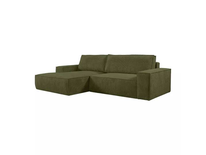 Vente-unique - Ecksofa mit Schlaffunktion - Ecke links - Cord - Olivgrün - AMELIA, One Size