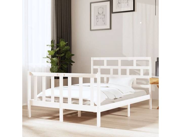 furnicato Bettgestell Weißes Massivholz 195,5x140,5x69,5 cm mit Kopfteil (1-tlg)
