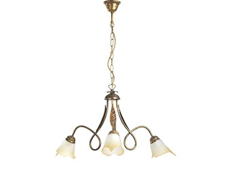 ONLI Kroonluchter met 3 lampen dubbel draaien, brons smeedijzer