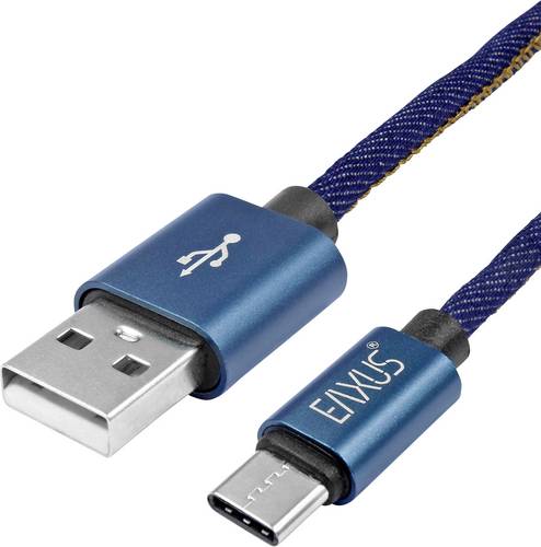 Eaxus USB-Ladekabel USB-A Stecker, USB-C Stecker 2m Blau 77701