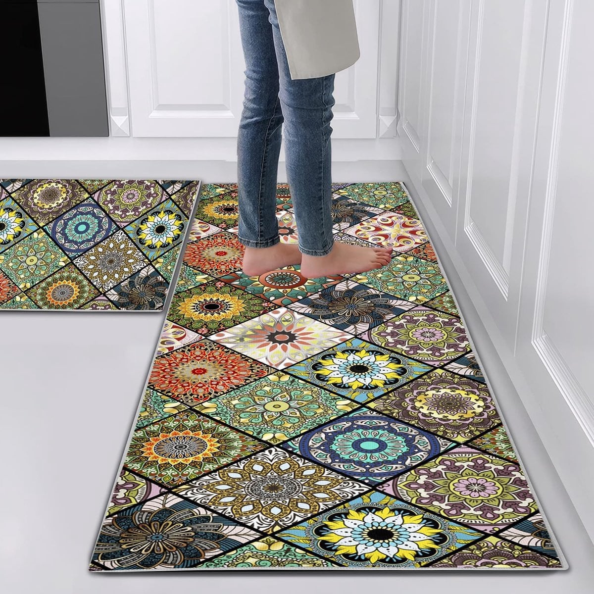 Solidchoice - Antislip Wasbare Keukenmat Set van 2 voor Keuken en Badkamer