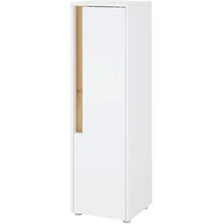 BAD-MIDISCHRANK weiß, Wotan Eiche, Badmöbel Kommode 34 x 114 cm
