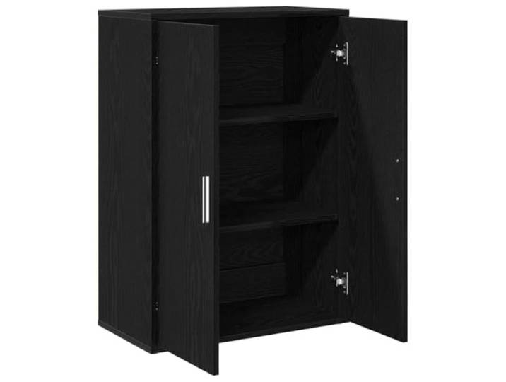 GFMGUEMV Sideboard Schwarz Eichen-Optik 60 x 31 x 84 cm Holzwerkstoff Moderne Optik, Holzwerkstoff, schwarz, Eichen-Optik, Regale, Türen, Bargriffe, pflegeleicht
