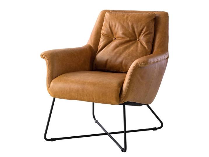 Sessel PIMENTAS Braun/Braun Echtleder Miju 82 x 88 x 84cm