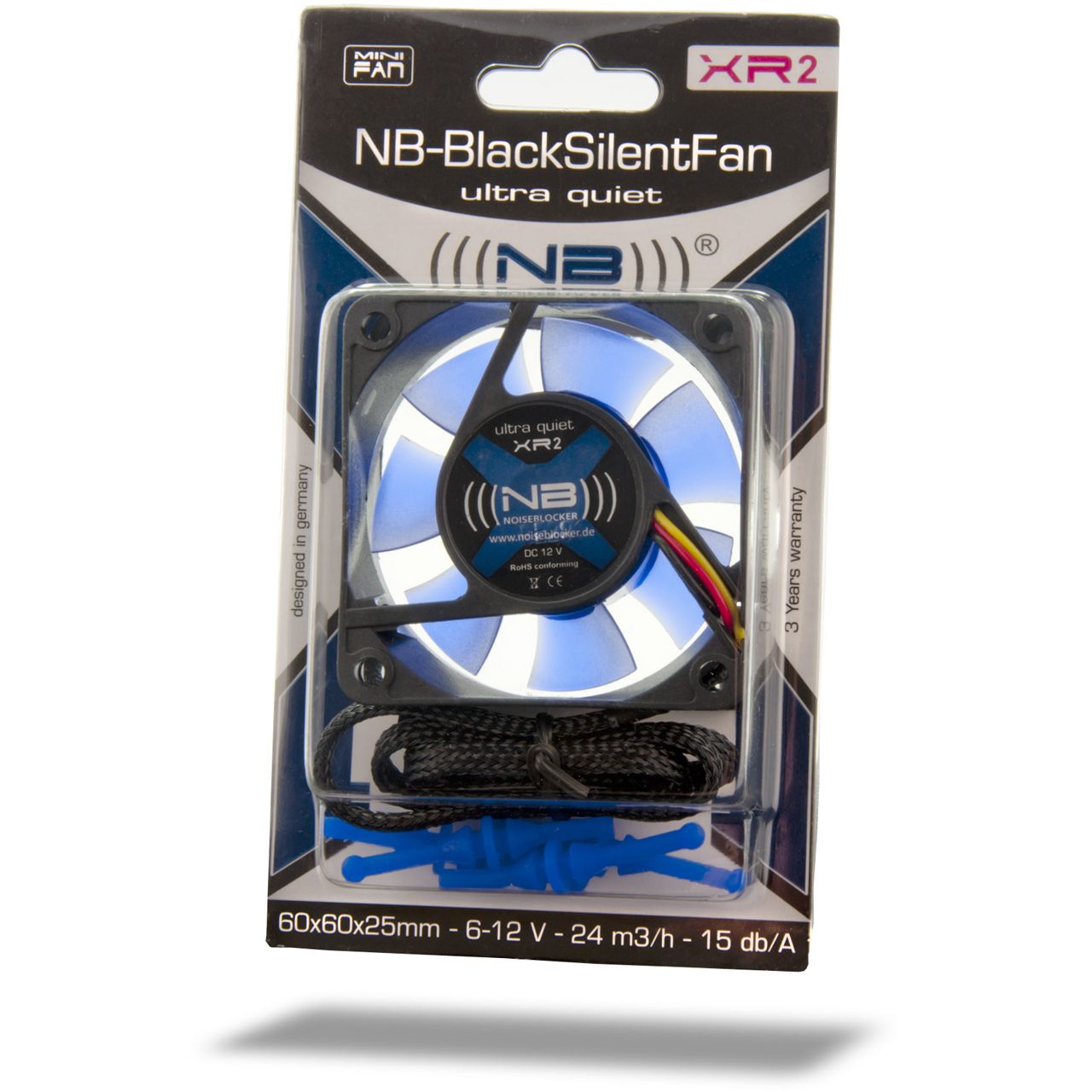 Noiseblocker NB-BlackSilentFan X2 Rev. 3.0 80x80x25mm 1800 U/min 18 dB(A) schwarz/blau/transparent