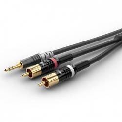 Sommer Cable HBP-3SC2-0030 Audio Anschlusskabel [1x Klinkenstecker 3.5 mm - 2x Cinch-Stecker] 0.30 m Schwarz