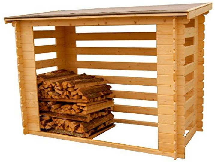 Abri Range-Bûches Fermé et Esthétique avec Structure Madriers Grand Volume de Bois\, 4 Stères