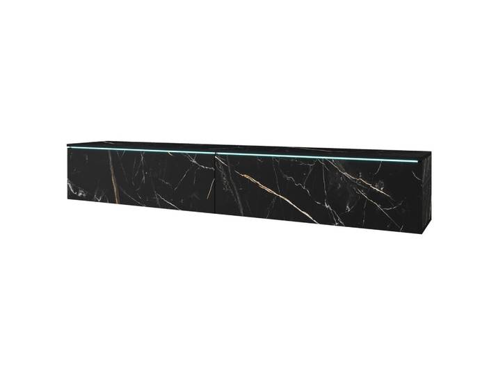 P & B Lowboard, Graphitfarben, Kunststoff, 2 Fächer, 180x30x33 cm, stehend, hängend, Beleuchtung, Wohnzimmer, TV Möbel, Lowboards, Lowboards stehend